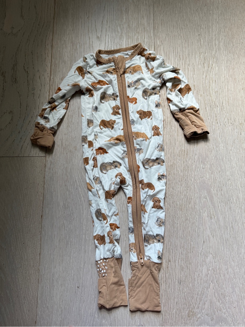 Angel Dear Puppy Print Kids One-Piece Zipper Pajamas